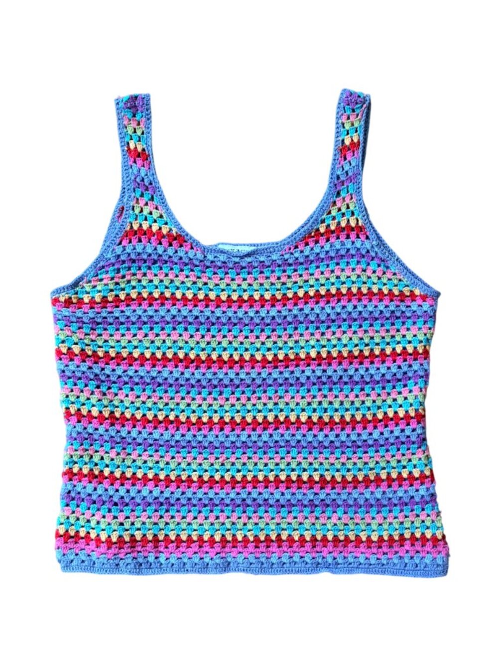 90s Y2k Vintage Rainbow Stripe Crochet Tank Top